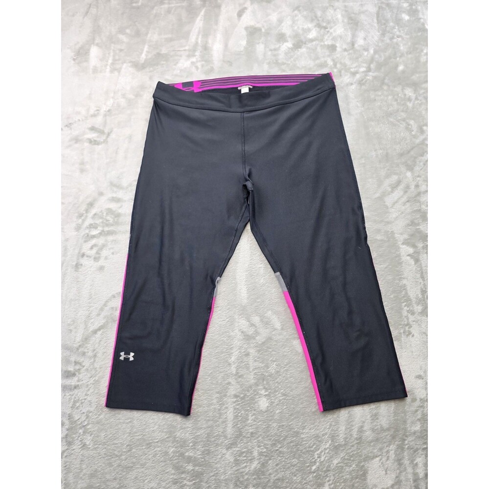 Under Armour Leggings HeatGear Capri Compression Pants Black/Pink Womens L